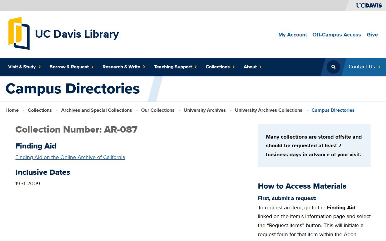 Davis residents directory UC Davis campus directories collection