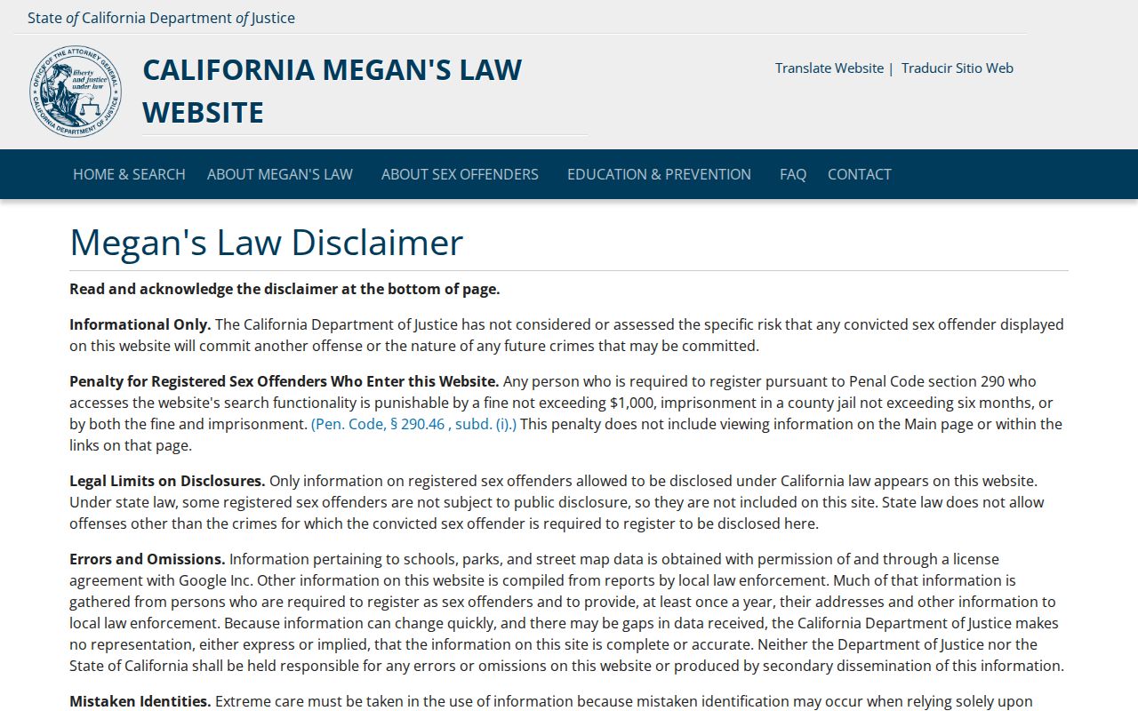 Davis resident lookup California Megan's Law registry