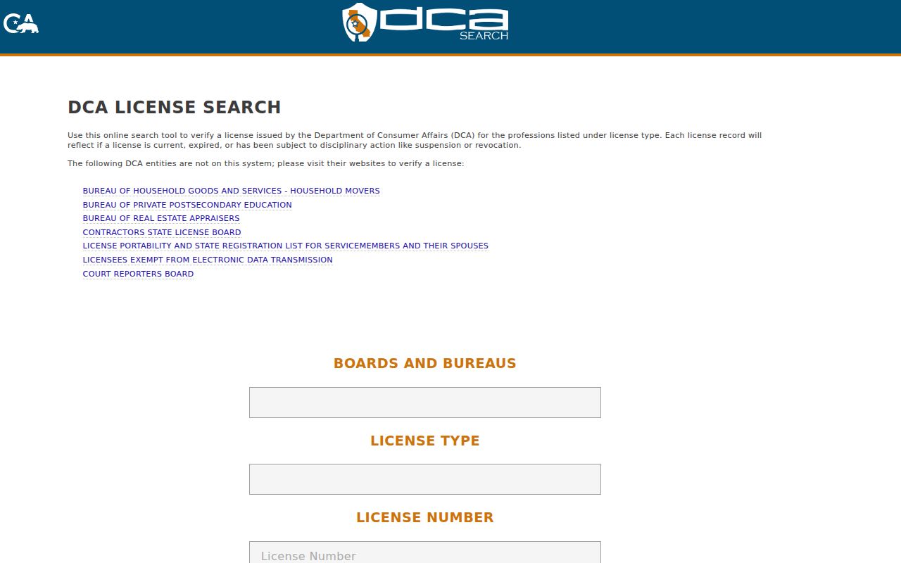 Davis resident lookup California professional license search