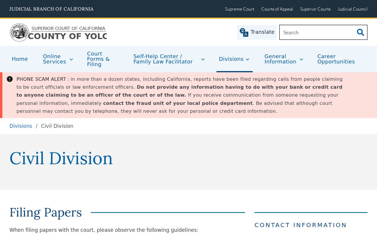 Davis resident lookup Yolo Superior Court civil records